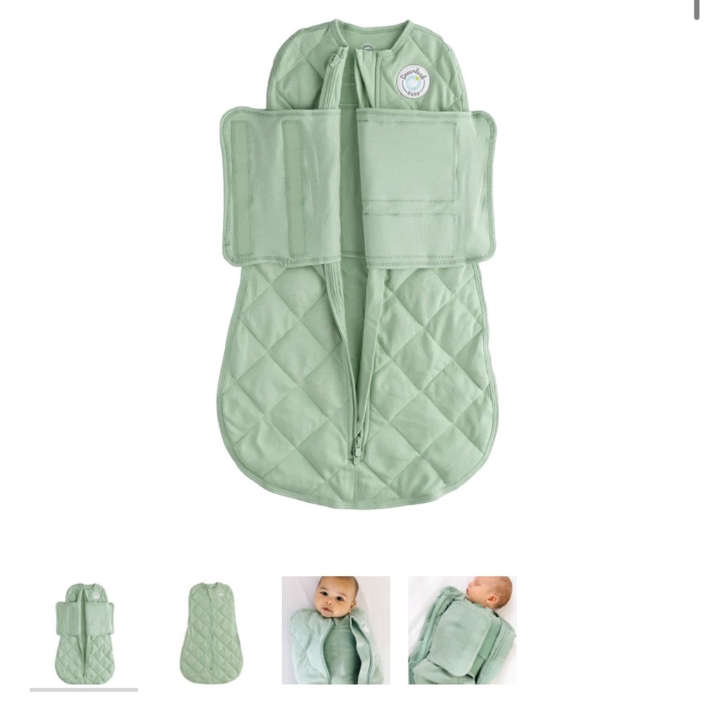 Dreamland Baby Sleep Swaddle interior  NWT Sage Green 0-6 months